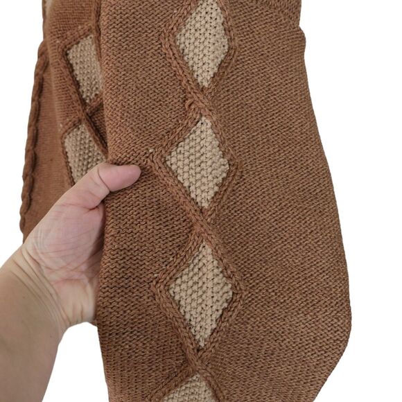 Vintage Handmade Knit Sweater Sz M Brown Tan Long Sleeve Cable Knit EUC - Picture 5 of 7
